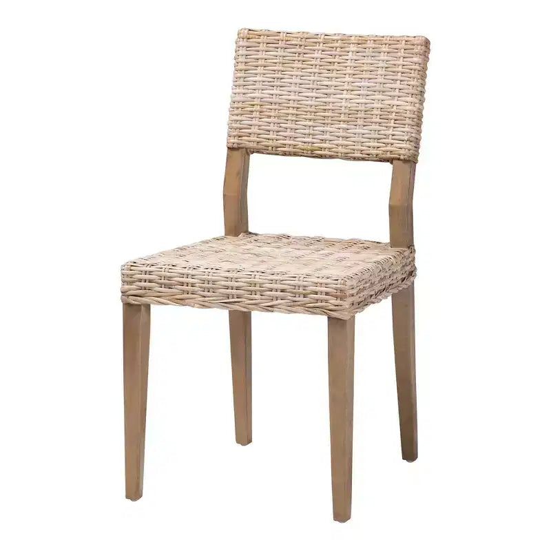 Chaise de salle à manger bali & pari Barossa en rotin et bois d'acajou gris Kubu/taupe rustique