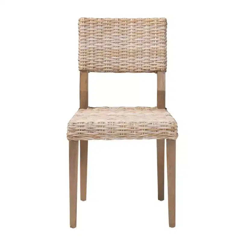 Chaise de salle à manger bali & pari Barossa en rotin et bois d'acajou gris Kubu/taupe rustique