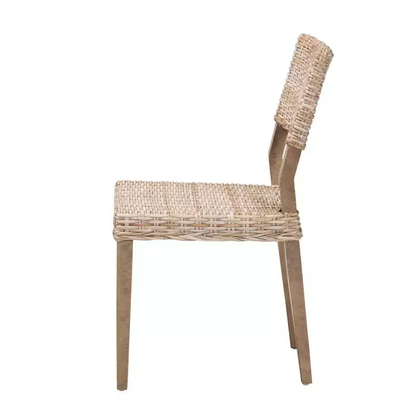 Chaise de salle à manger bali & pari Barossa en rotin et bois d'acajou gris Kubu/taupe rustique