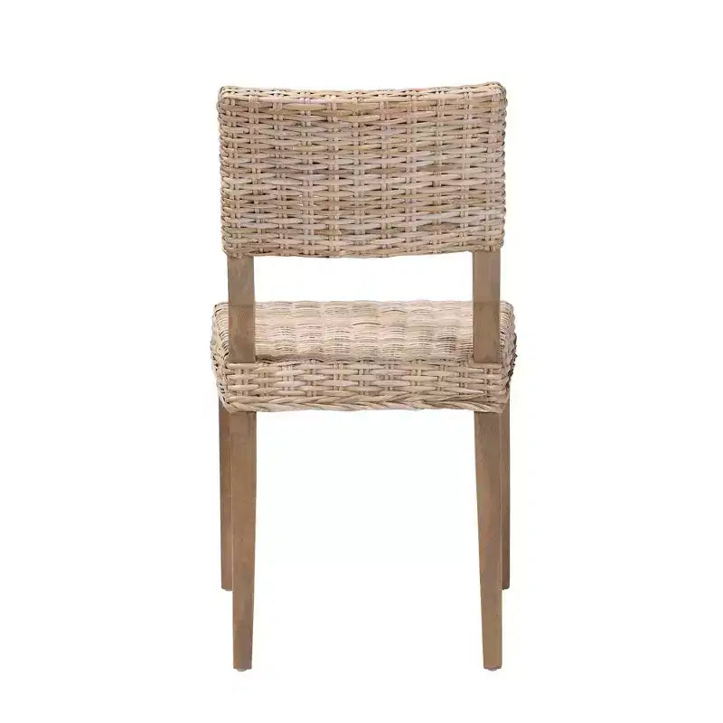 Chaise de salle à manger bali & pari Barossa en rotin et bois d'acajou gris Kubu/taupe rustique