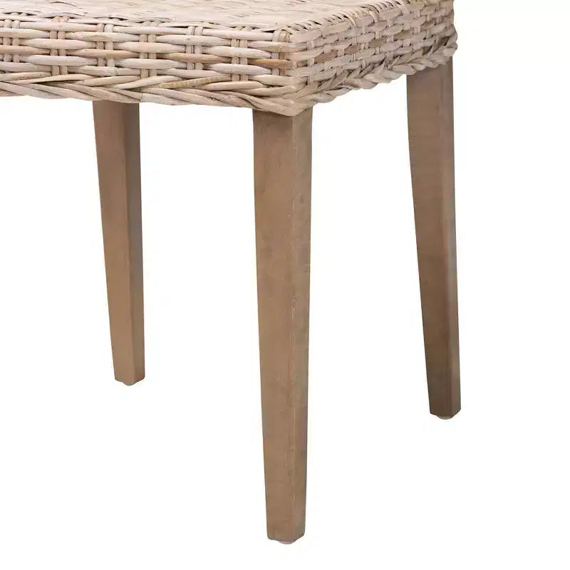Chaise de salle à manger bali & pari Barossa en rotin et bois d'acajou gris Kubu/taupe rustique