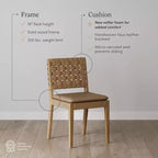 Chaise de salle à manger Nathan James Cohen en similicuir tressé, moderne du milieu du siècle, marron clair : Rembourrée, cadre en bois, sans accoudoirs