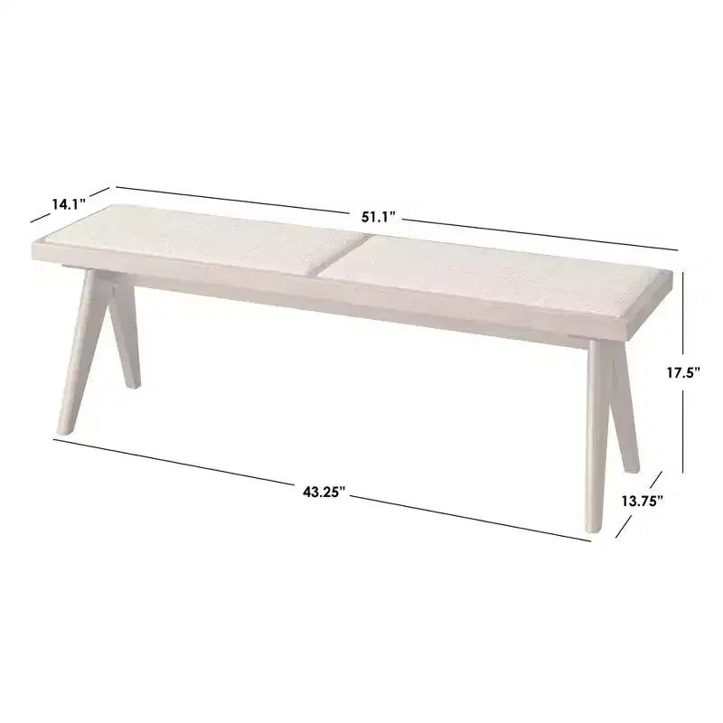 Buylateral Valentina Banc de salle à manger moderne en rotin et bois massif, noyer clair