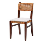 Chaise de salle à manger en rotin et bois bali & pari Dameka miel/blanc/marron foncé