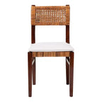 Chaise de salle à manger en rotin et bois bali & pari Dameka miel/blanc/marron foncé