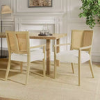Christopher Knight Home Lot de 2 chaises de salle à manger capitonnées en bois d'hévéa Nolan avec cannage, beige/frêne clair