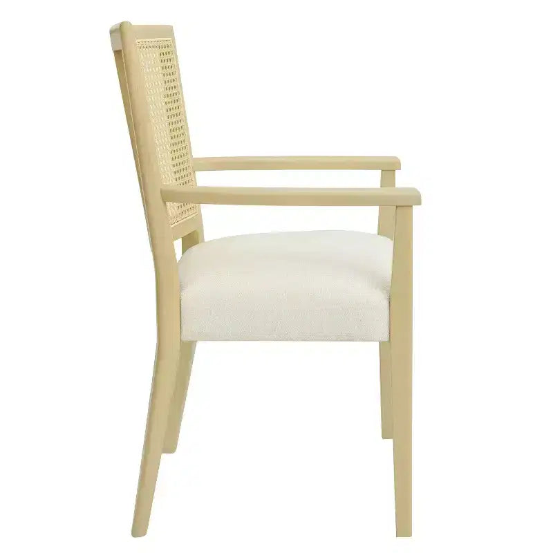 Christopher Knight Home Lot de 2 chaises de salle à manger capitonnées en bois d'hévéa Nolan avec cannage, beige/frêne clair