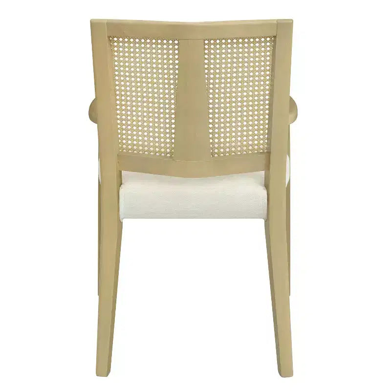 Christopher Knight Home Lot de 2 chaises de salle à manger capitonnées en bois d'hévéa Nolan avec cannage, beige/frêne clair
