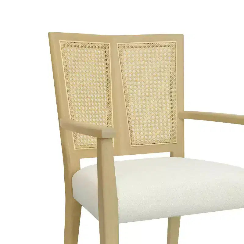 Christopher Knight Home Lot de 2 chaises de salle à manger capitonnées en bois d'hévéa Nolan avec cannage, beige/frêne clair