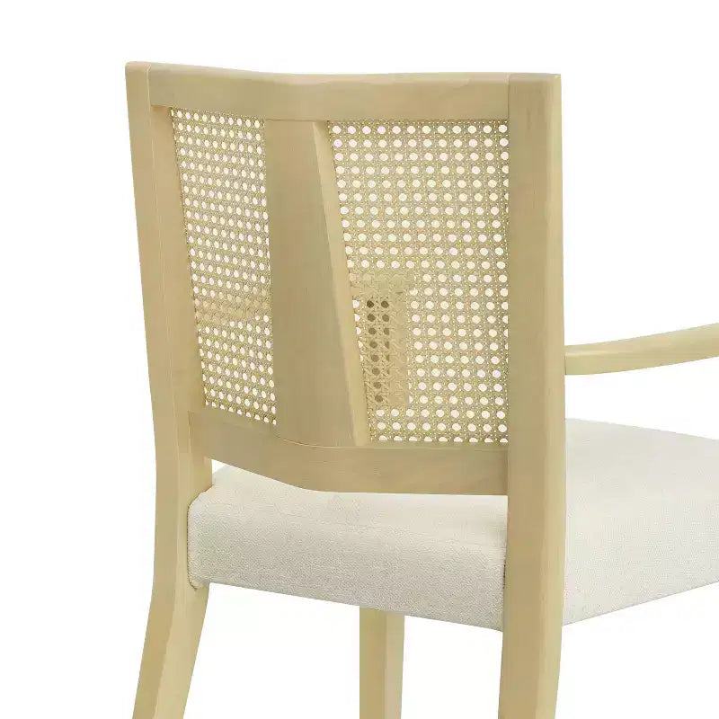 Christopher Knight Home Lot de 2 chaises de salle à manger capitonnées en bois d'hévéa Nolan avec cannage, beige/frêne clair