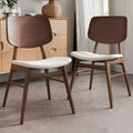 HOMES: Inside + Out Set of 2 Sandy Cove Mid-Century Modern Boucle Dining Chairs Walnut