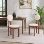 Christopher Knight Home Lot de 2 Chaises de Salle à Manger Contemporaines Eliza sans Accoudoirs en Bois d'Hévéa Rembourrées Noyer/Beige