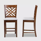 Ensemble de 2 chaises de bar hauteur comptoir Caron en tissu gris/noyer - Baxton Studio
