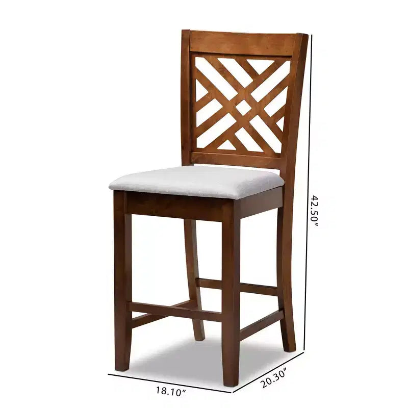 Ensemble de 2 chaises de bar hauteur comptoir Caron en tissu gris/noyer - Baxton Studio