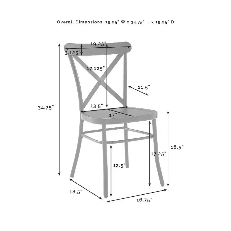 Crosley Camille, ensemble de 4 chaises de salle à manger en métal, noir mat : structure en acier, dossier en X, capacité de 113 kg