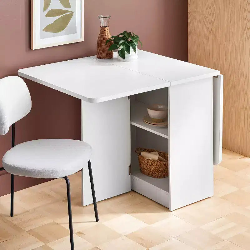 Table à manger abattante avec étagères de rangement blanc - Room Essentials™