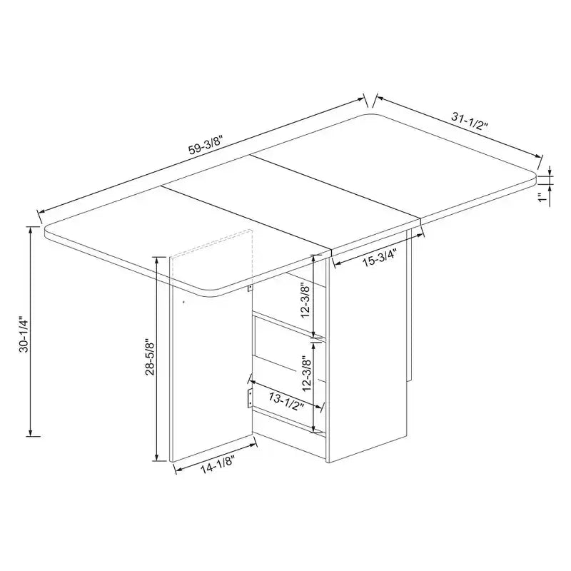 Table à manger abattante avec étagères de rangement blanc - Room Essentials™