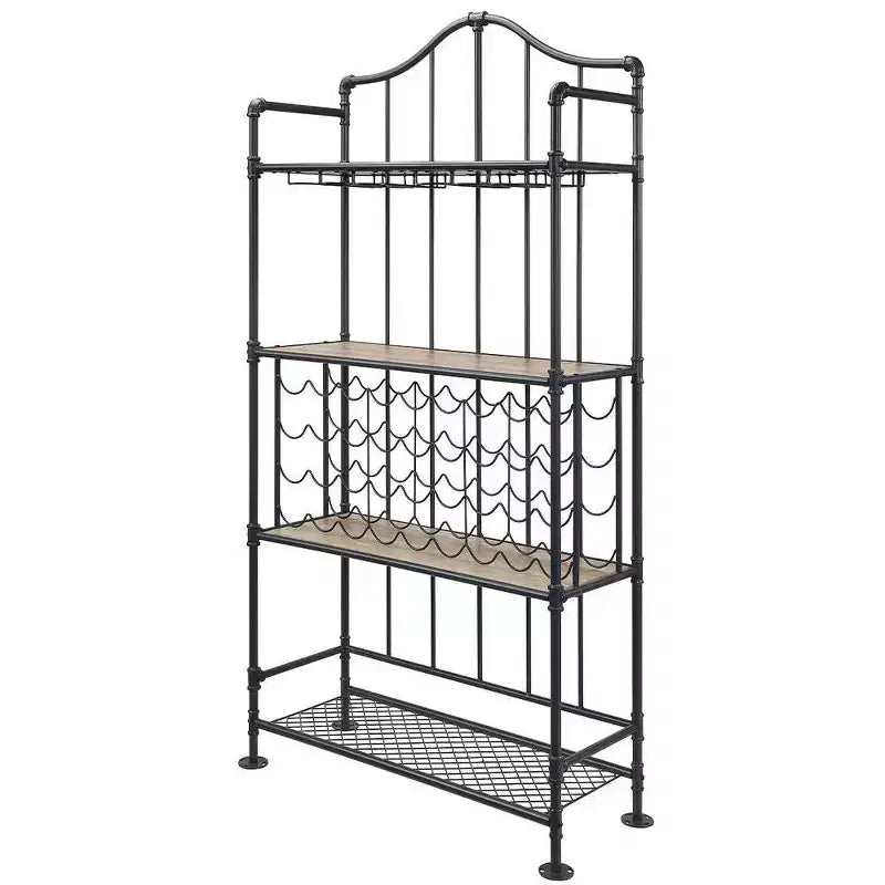 Edina 39" Wine Racks Oak and Sandy Black - Acme Furniture
