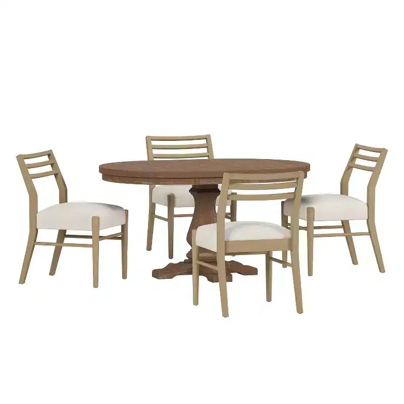 Christopher Knight Home 5pc Felly Upholstered Expandable Dining Set Natural Brown/Light Ash/Light Beige Tweed