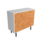 Manhattan Comfort Liam Buffet 4 Étagères Mid-Century Moderne Blanc/Bois