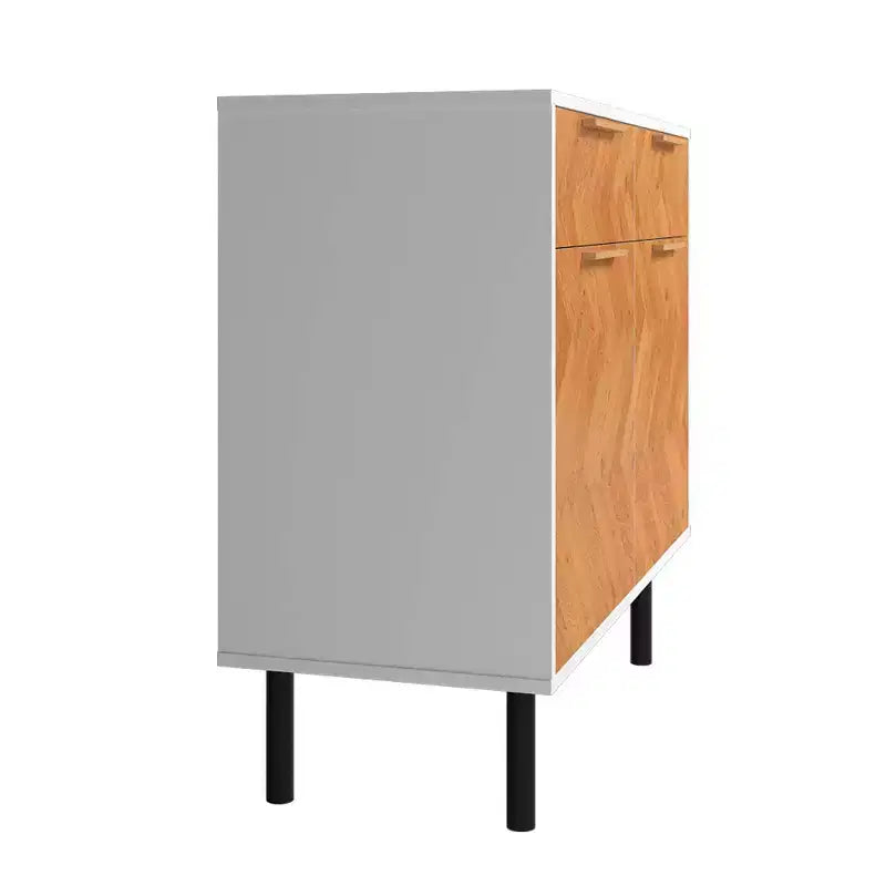 Manhattan Comfort Liam Buffet 4 Étagères Mid-Century Moderne Blanc/Bois