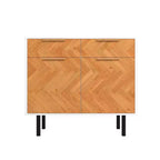 Manhattan Comfort Liam Buffet 4 Étagères Mid-Century Moderne Blanc/Bois