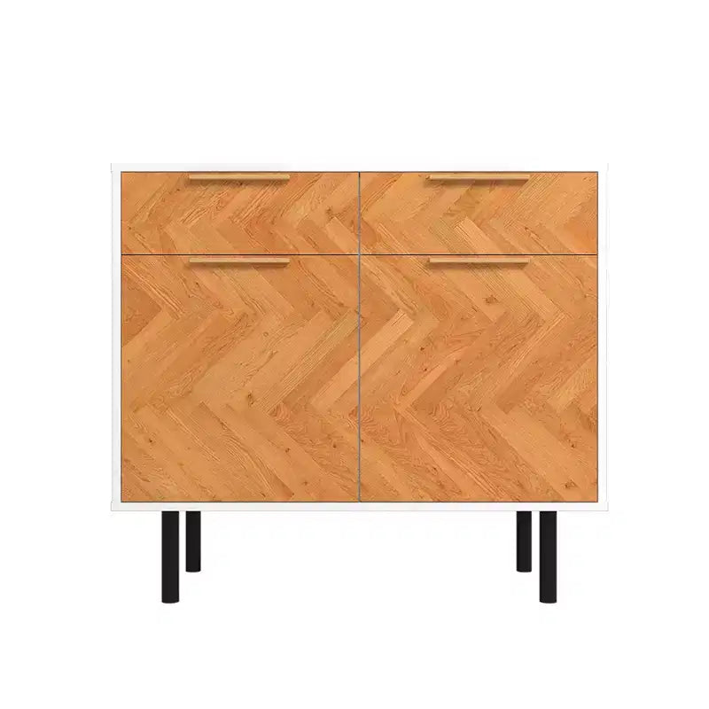 Manhattan Comfort Liam Buffet 4 Étagères Mid-Century Moderne Blanc/Bois