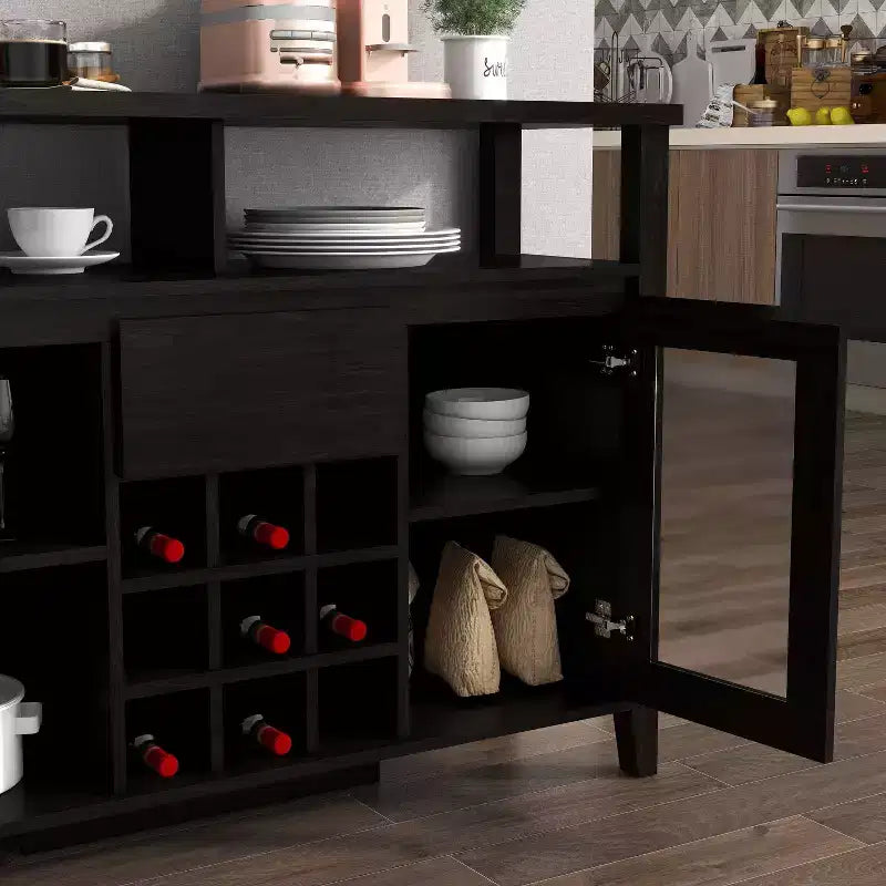 Farzon Transitional 9 Bouteilles Meuble de rangement Buffet Expresso - miBasics
