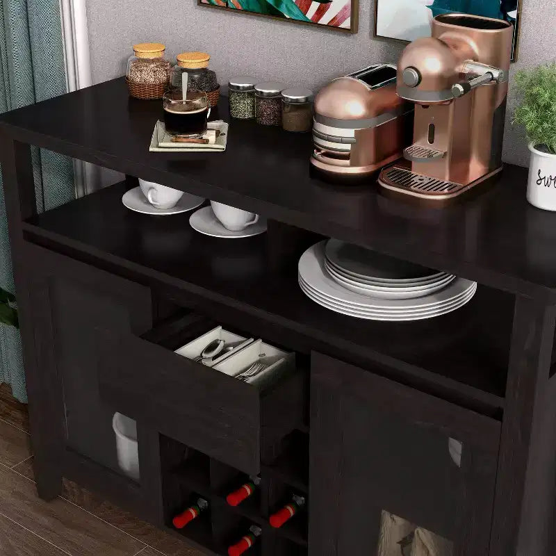 Farzon Transitional 9 Bouteilles Meuble de rangement Buffet Expresso - miBasics