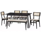 Lifestorey 6pc Whitney Rectangular Dining Set Black