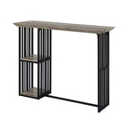 Acme Furniture 47" Zudora Dining Table Antique Oak Sandy Black Finish: Sturdy Metal Pedestal Base, Seats 2