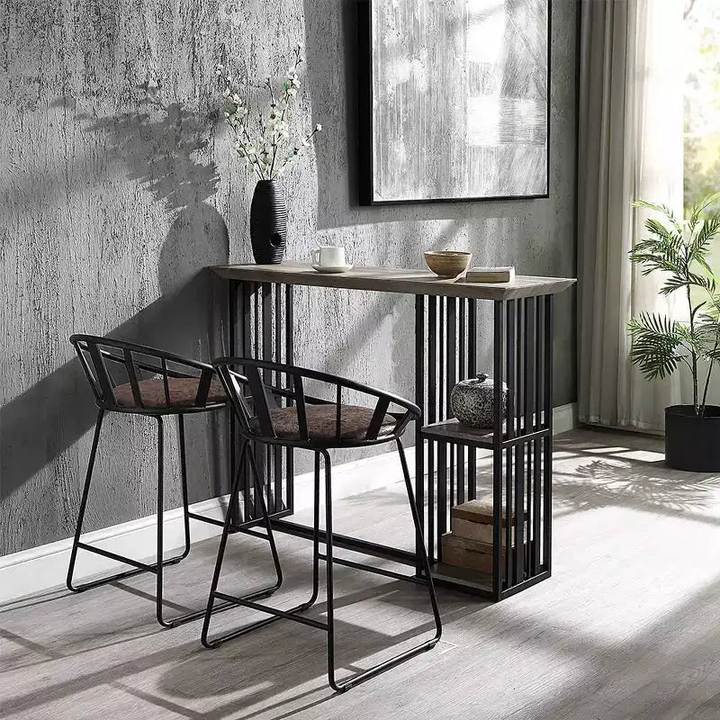 Table à manger 47" Zudora Acme Furniture Chêne antique Fini noir sable : Pied central en métal robuste, 2 places