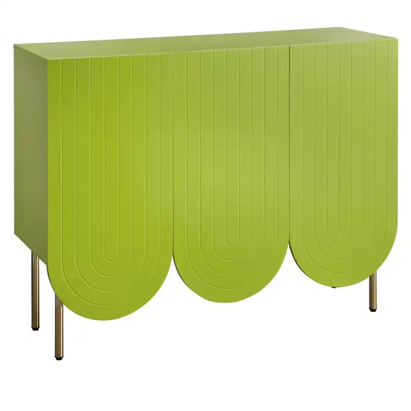 Lifestorey 3 Door Ingrid Mid Century Modern Scalloped Sideboard Lime Green