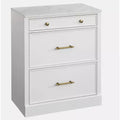 Lifestorey Monza Modular Cabinet with Faux Marble Top 3 Drawers White: Farmhouse Style Sideboard, Faux Marble Top, MDF Frame