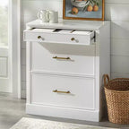 Buffet modulaire 3 tiroirs Lifestorey Monza blanc avec plateau imitation marbre : buffet de style rustique, plateau imitation marbre, structure en MDF