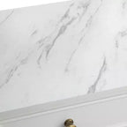 Buffet modulaire 3 tiroirs Lifestorey Monza blanc avec plateau imitation marbre : buffet de style rustique, plateau imitation marbre, structure en MDF