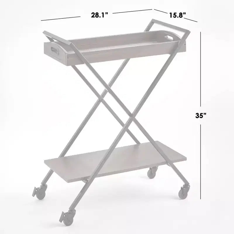 Desserte de bar en métal Buylateral Landress avec plateau de service Noyer/Noir