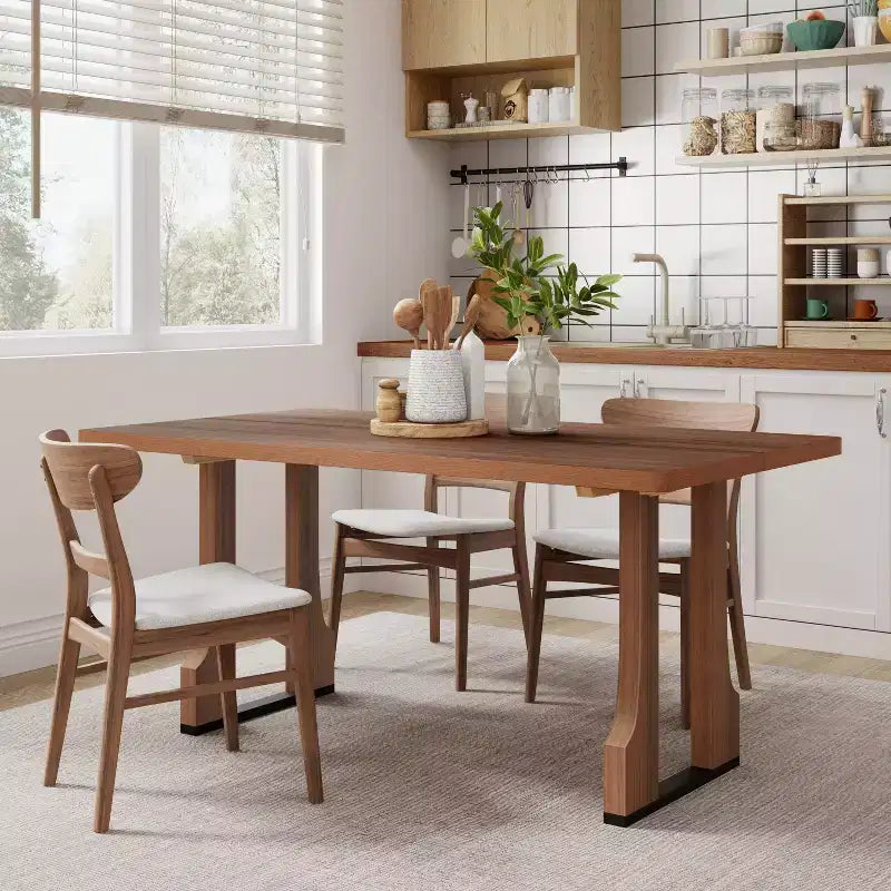 Christopher Knight Home Rowan, table de salle à manger rustique de 160 cm avec double piedestal, noyer