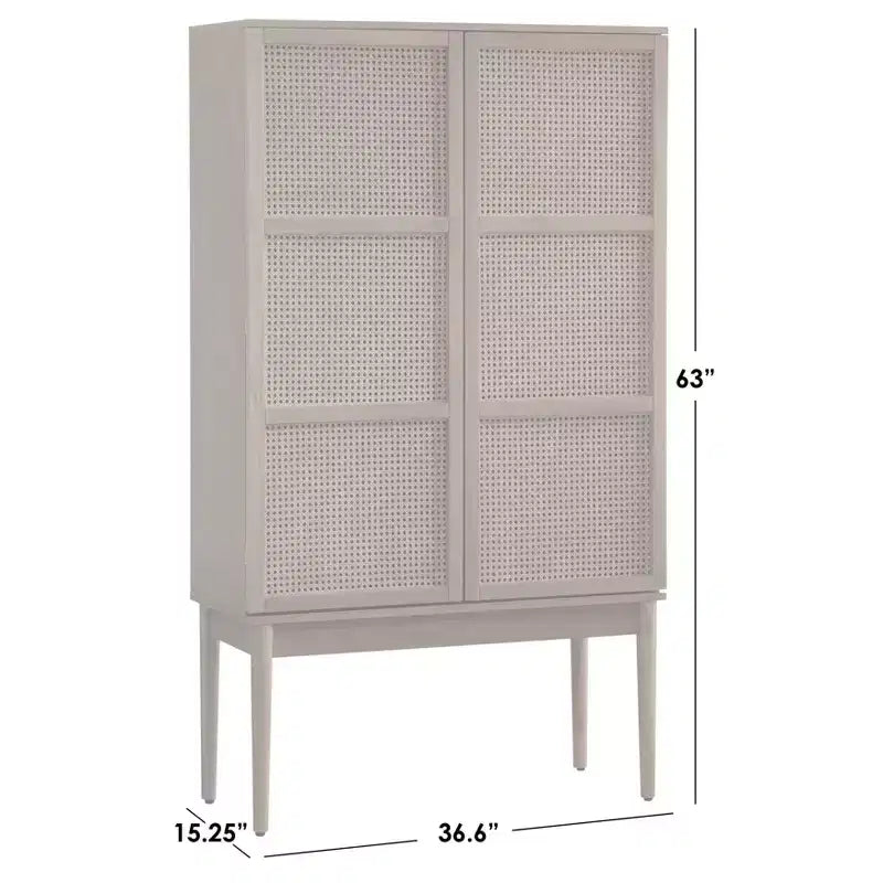 Meuble de rangement Lifestorey Maxima Cane Naturel : Rangement Mid-Century, Placage frêne, Étagères réglables