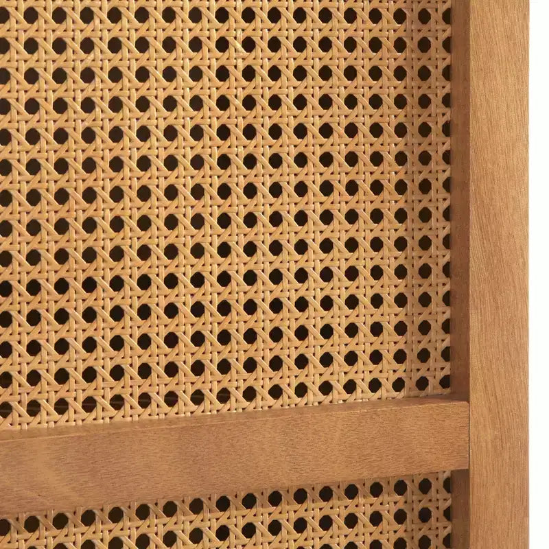 Meuble de rangement Lifestorey Maxima Cane Naturel : Rangement Mid-Century, Placage frêne, Étagères réglables