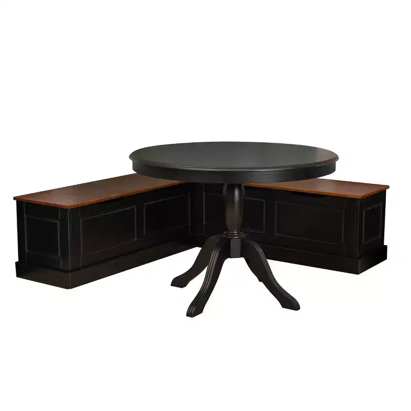 Ensemble de salle à manger Linon 2 pièces Tobin avec coin repas et table Noir/Noyer