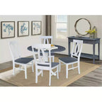 Table à manger Hailey à double rabat de 42 po avec 4 chaises à dossier ajouré Blanc/Gris Bruyère - International Concepts