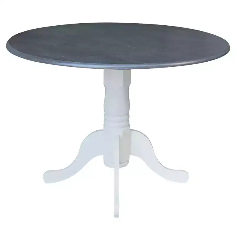 Table à manger Hailey à double rabat de 42 po avec 4 chaises à dossier ajouré Blanc/Gris Bruyère - International Concepts