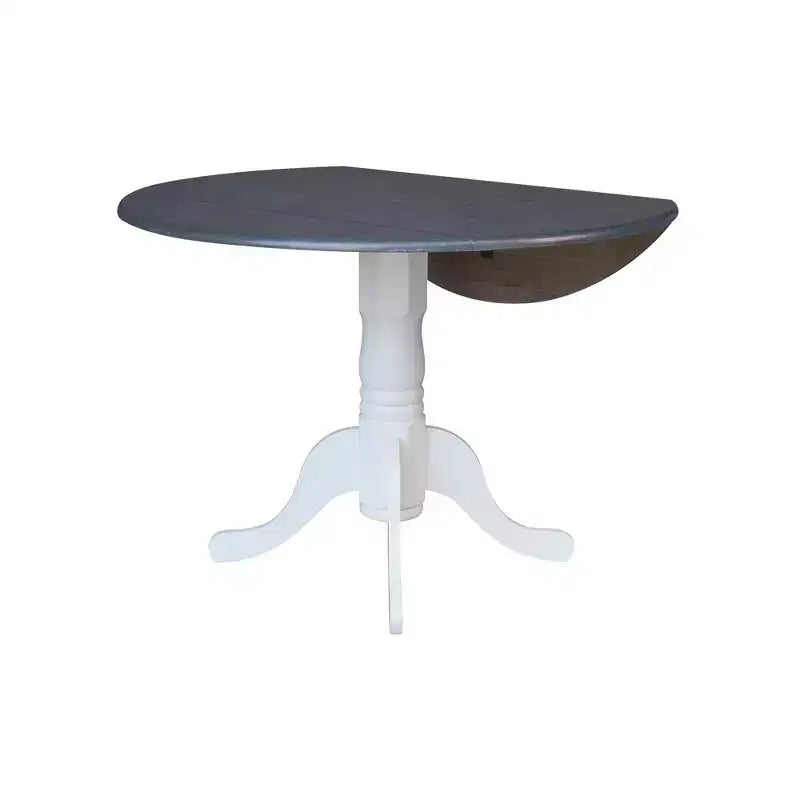 Table à manger Hailey à double rabat de 42 po avec 4 chaises à dossier ajouré Blanc/Gris Bruyère - International Concepts