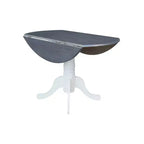 Table à manger Hailey à double rabat de 42 po avec 4 chaises à dossier ajouré Blanc/Gris Bruyère - International Concepts