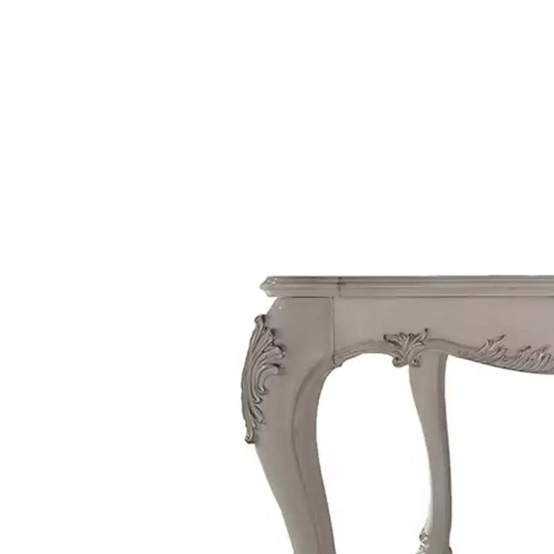 Table de salle à manger Dresde 55 po, finition blanc cassé – Acme Furniture : carrée, 8 places, cadre en résine