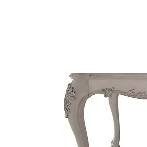 Table de salle à manger Dresde 55 po, finition blanc cassé – Acme Furniture : carrée, 8 places, cadre en résine