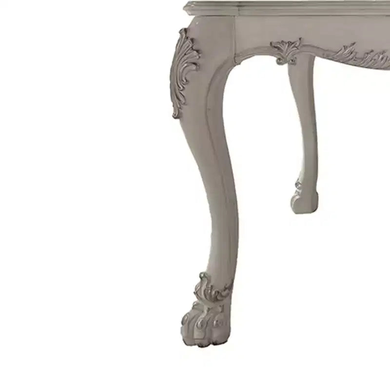 Table de salle à manger Dresde 55 po, finition blanc cassé – Acme Furniture : carrée, 8 places, cadre en résine