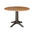 Table de salle à manger ronde à double abattant de 42 po avec 4 chaises à dossier ajouré Noyer/Charbon lavé - International Concepts