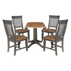 Table de salle à manger ronde à double abattant de 42 po avec 4 chaises à dossier ajouré Noyer/Charbon lavé - International Concepts